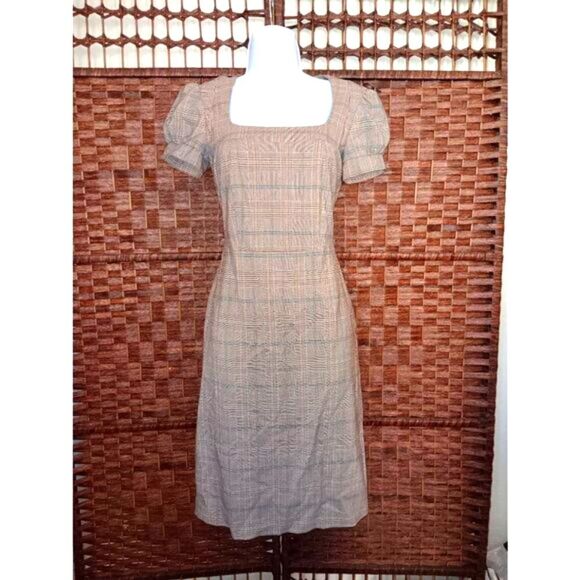 Vintage Y2K Plaid Mini Dress with Puff Sleeves - Picture 1 of 2
